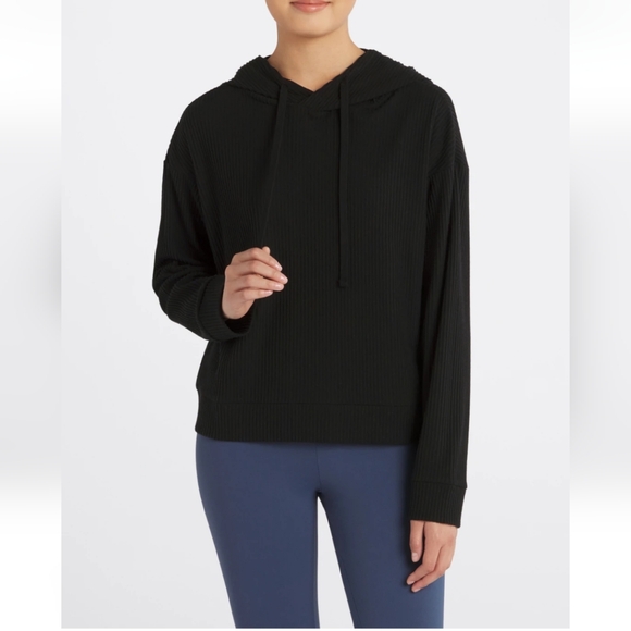 We Wandar - Taylor Boxy Brushed Ribbed Black Hoodie - Picture 2 of 6